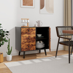 Opbevaringsskab rustikt brun med dør 3 skuffer justerbar hylde 73x40x76