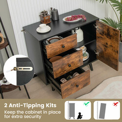 Opbevaringsskab rustikt brun med dør 3 skuffer justerbar hylde 73x40x76