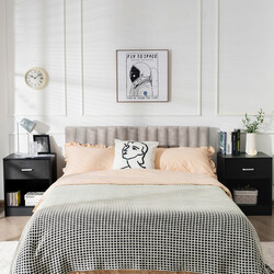 Sort natbord med træplade skuffe og åben hylde 45x42