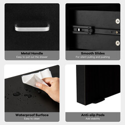 Sort natbord med træplade skuffe og åben hylde 45x42