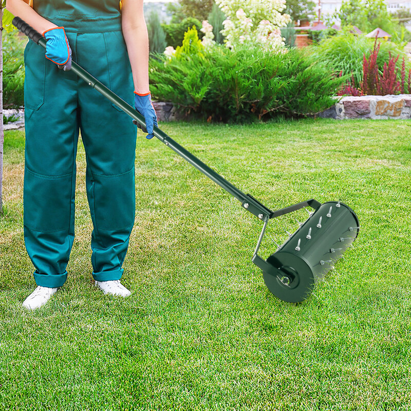 Græsplæne luftningsrulle 44 cm x 128 cm med justerbar vægt