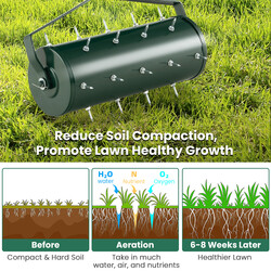 Græsplæne luftningsrulle 44 cm x 128 cm med justerbar vægt