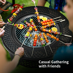 Pejs i sort stål 81 cm udendørs med grillrist og gnistsikring