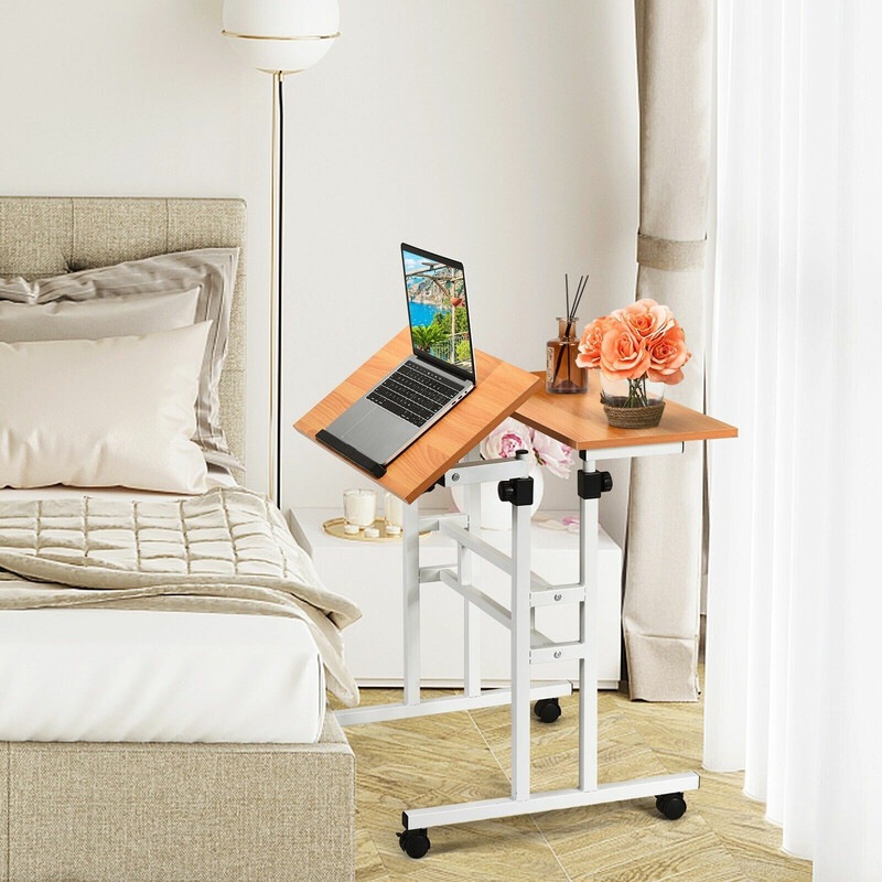 Mobilt arbejdsbord justerbar højde 70-100 cm stål og spånplade 60x61 cm