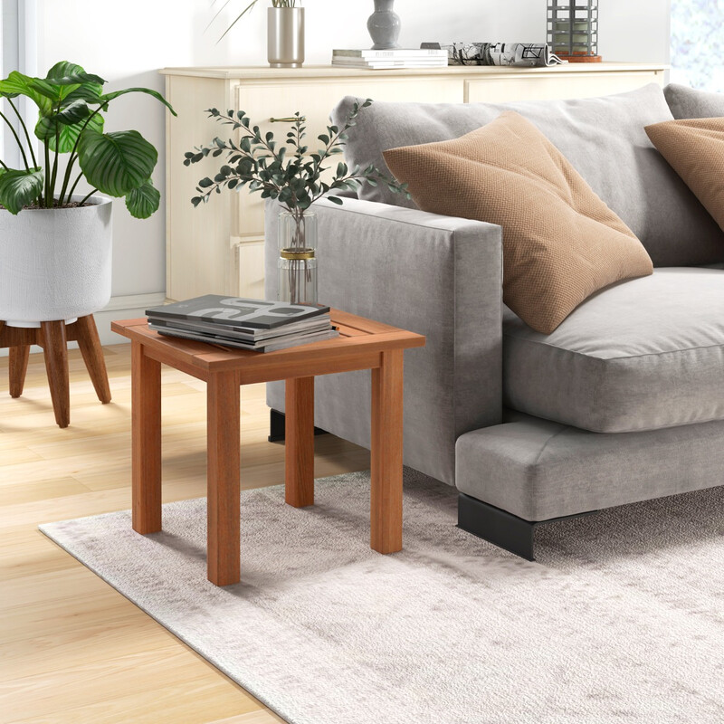 Vejrbestandigt sidebord i massivt hårdtræ 44x44x43 cm til indendørs og udendørs brug