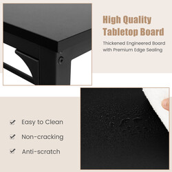 Skrivebord sort 120 x 60 cm kulstålram med fire hjul