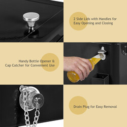 Kølevogn 76 L sort med hjul og flaskeåbner til fester og arrangementer