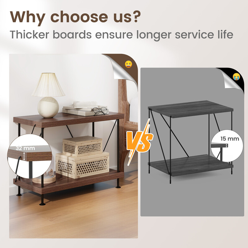 Industriel boghylde MDF metal valnød 60x29