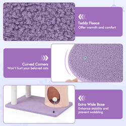 Klatrestativ til kat i teddy fleece sisal og træ 68x48x167 cm