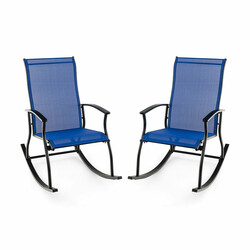 2 gyngestole udendørs med høj ryg åndbart stof blå sort