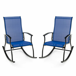 2 gyngestole udendørs med høj ryg åndbart stof blå sort