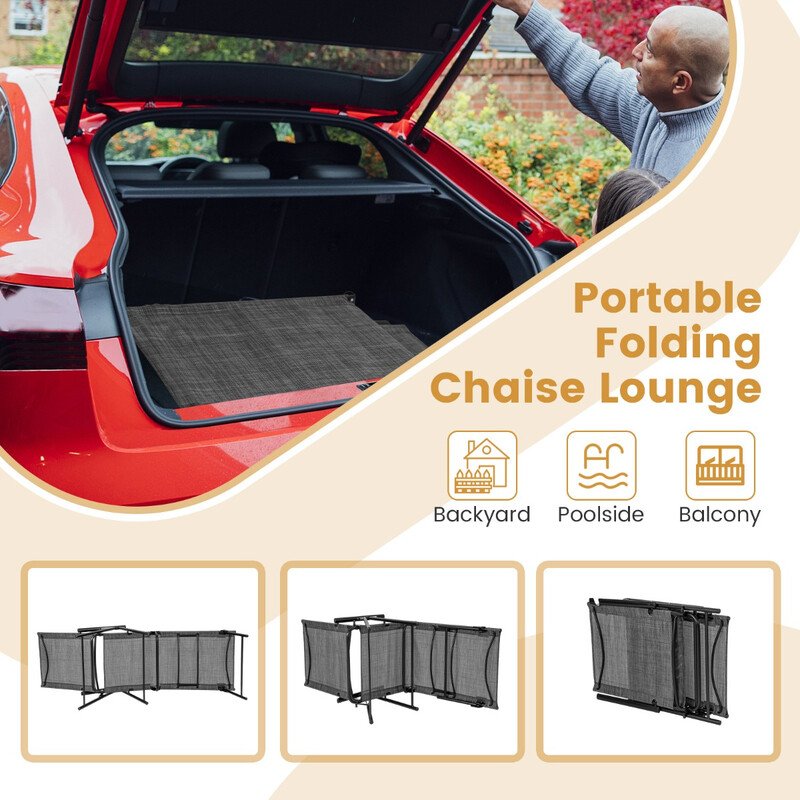 2 stk sammenklappelige hvilestole grå metal stof justerbart ryglæn udendørs