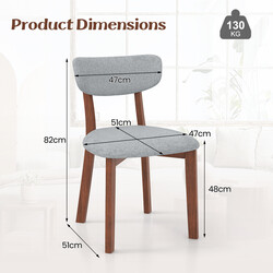 2 styk spisestole grå ergonomiske med linned sæde og gummityg ramme