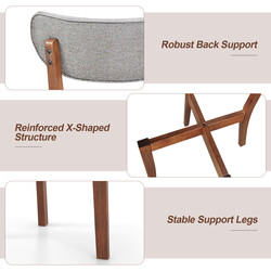 2 styk spisestole grå ergonomiske med linned sæde og gummityg ramme