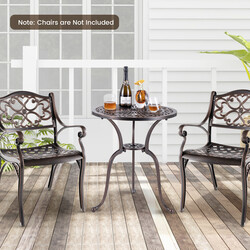 Terrassbord i støbt aluminium bronze 61x71 cm med parasolhul