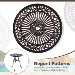 Terrassbord i støbt aluminium bronze 61x71 cm med parasolhul