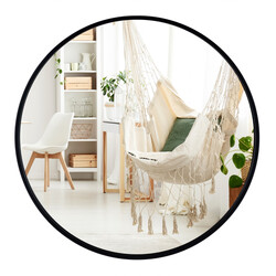 Væg spejl sort metalramme 80x60 cm splitterbeskyttelse