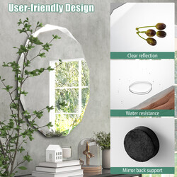 Rund badeværelsesspejl med fasade kanter og splintbeskyttelse 76x76 cm sølv