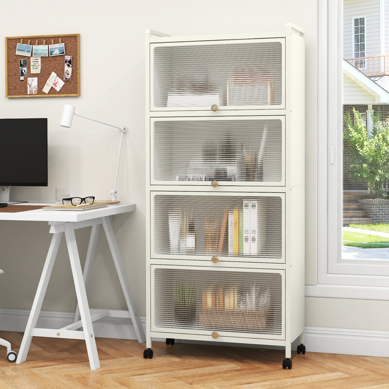 Sort køkkenopbevaringshylde med fire hjul fem hylder 60x32x154 cm