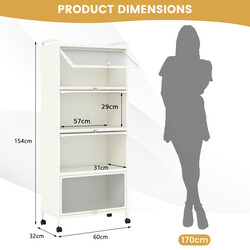 Sort køkkenopbevaringshylde med fire hjul fem hylder 60x32x154 cm