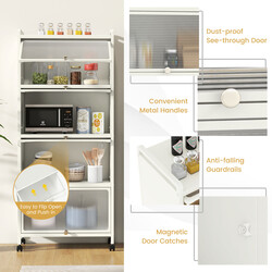 Sort køkkenopbevaringshylde med fire hjul fem hylder 60x32x154 cm