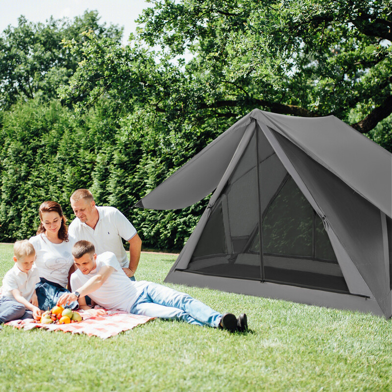 Pop up-telt grå 225x145x161 cm 2-3 personer 360° gennemsigtigt til camping