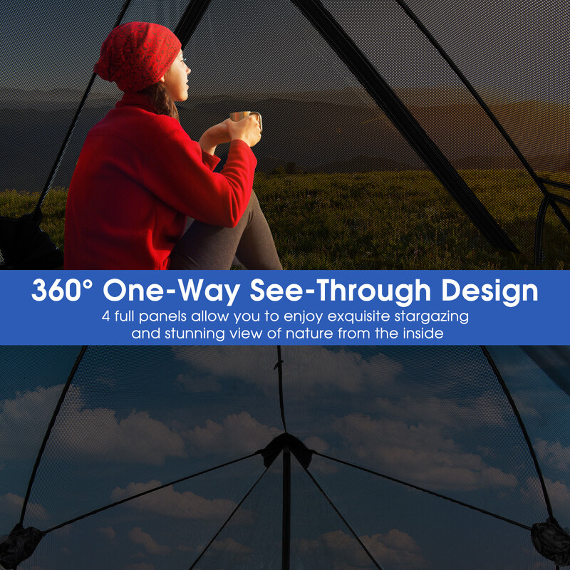 Pop up-telt grå 225x145x161 cm 2-3 personer 360° gennemsigtigt til camping