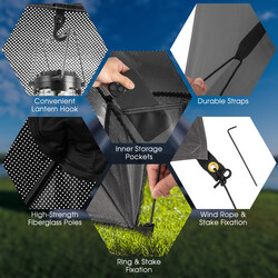 Pop up-telt grå 225x145x161 cm 2-3 personer 360° gennemsigtigt til camping