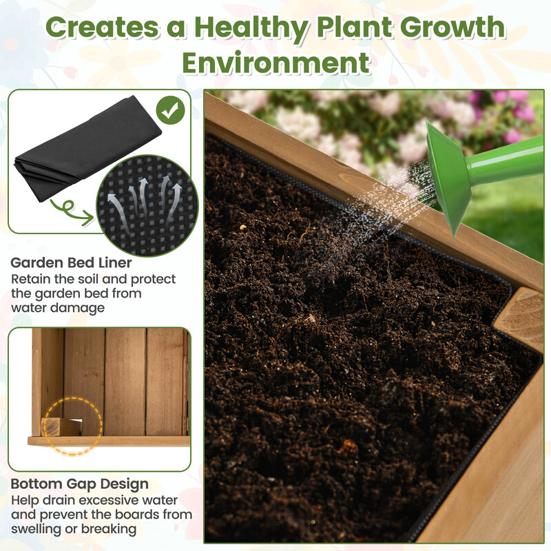 Dyrkningsbænk på hjul med spalje og stofforing i tannintræ 90x29x129 cm