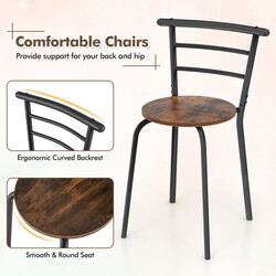 Spisebordssæt MDF/metal brun 80x53 cm med 2 stole til små rum