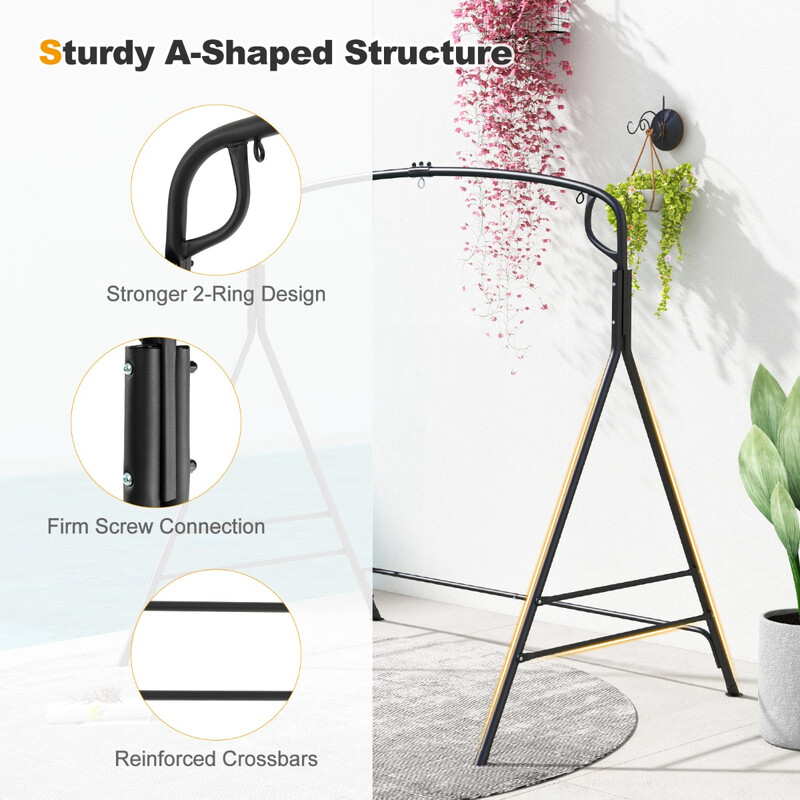 Gyngestativ i rustfri metal 170 x 118 x 165 cm sort