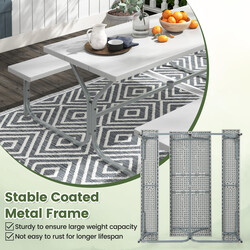 Picknickbord i HDPE grå 183 cm med parasolhul og bænke