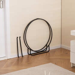 Metal vedholder 60 cm sort 230 kg bærekapacitet indendørs udendørs