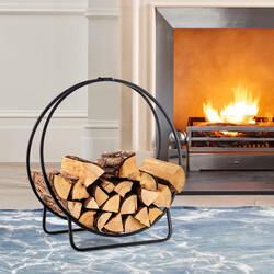 Metal vedholder 60 cm sort 230 kg bærekapacitet indendørs udendørs