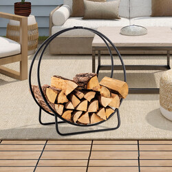 Metal vedholder 60 cm sort 230 kg bærekapacitet indendørs udendørs