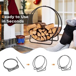 Metal vedholder 60 cm sort 230 kg bærekapacitet indendørs udendørs