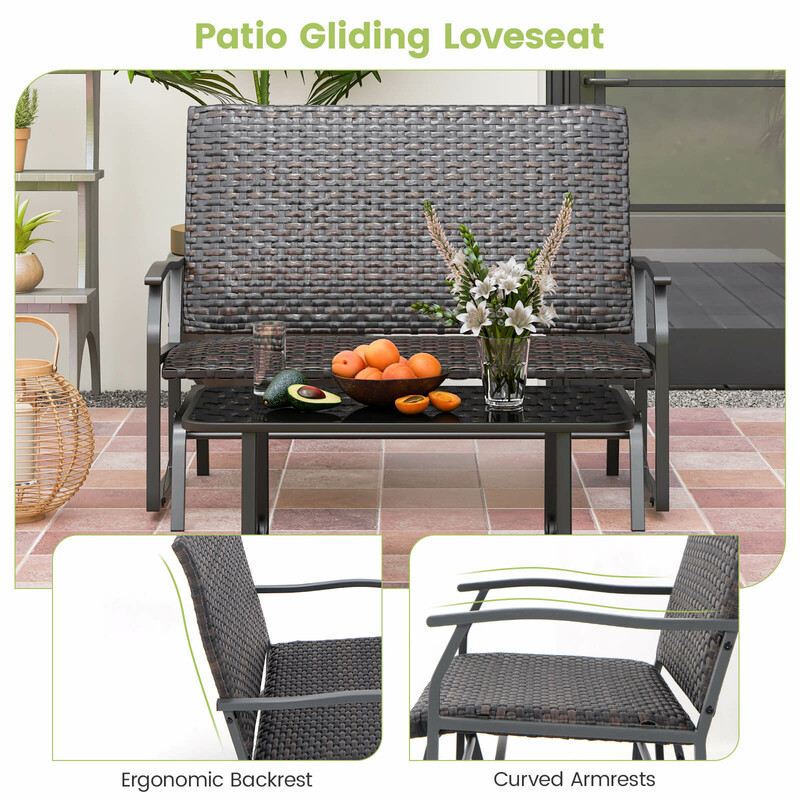 Gyngestol brun PE-rotting med metalramme 120x80x94 cm 360 kg udendørs