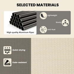 2-i-1 udendørsstol i aluminium og stof beige med justerbart rygstøtte