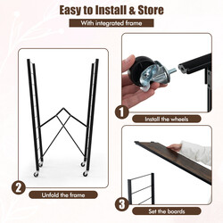 Opbevaringshylde rustik brun 76x36x122 cm med justerbare hylder og hjul