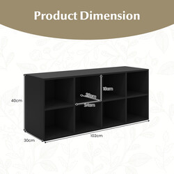 Sort træ skobænk med 8 rum 102x30x41 cm 230 kg belastning