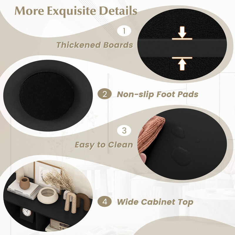 Sort træ skobænk med 8 rum 102x30x41 cm 230 kg belastning