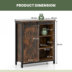 Køkkenskab rustik landlig stil 70x30x81 cm med skydedør og justerbare hylder