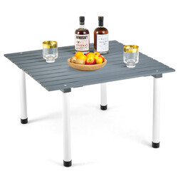 Sammenklappeligt campingbord gran 69x69 cm med bærepose grå til strand picnic