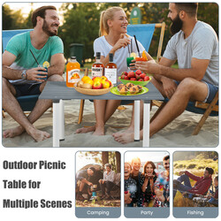 Sammenklappeligt campingbord gran 69x69 cm med bærepose grå til strand picnic