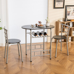 Spisebord med to stole MDF metal brun sort 80x53 cm vinhylde