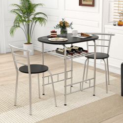 Spisebord med to stole MDF metal brun sort 80x53 cm vinhylde