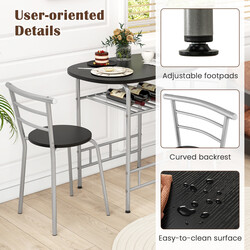 Spisebord med to stole MDF metal brun sort 80x53 cm vinhylde