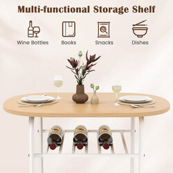 Spisebord med to stole og vinhylde i MDF og metal 80x53 cm