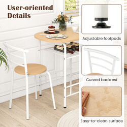 Spisebord med to stole og vinhylde i MDF og metal 80x53 cm