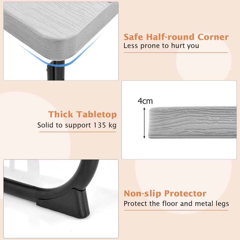 Picnicbord metal HDPE 170x170 cm med 4 bænke parasolhul og 8 personer